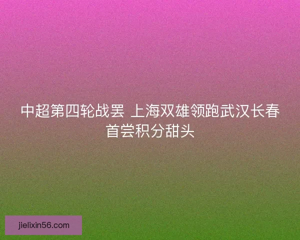 中超第四轮战罢 上海双雄领跑武汉长春首尝积分甜头
